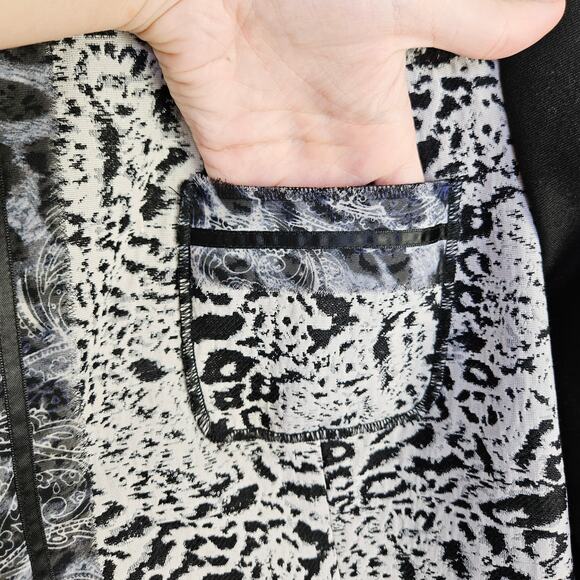Chico’s Size 3 XL 16 Animal Print Open Front Blazer Jacket Black Purple Career - Picture 9 of 13